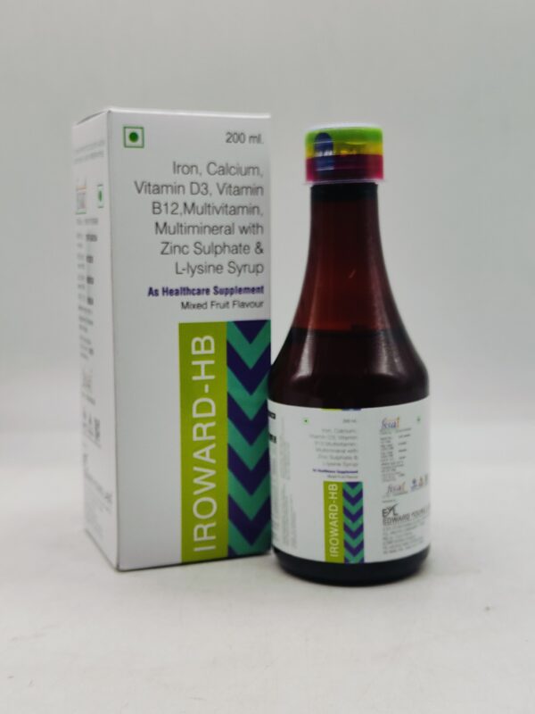 IROWARD-HB (Iron, Calcium, Vitamin D3, Vitamin B12, Multivitamin, Multimineral With Zinc Sulphate & L-Lysine Syrup) | Edward Young Labs